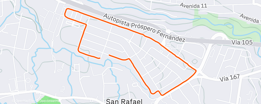 Map of the activity, 4k + 100pushups + 100climbers