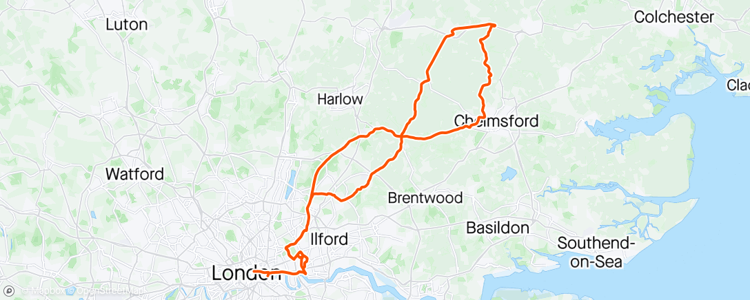 Карта физической активности (RideLondon-Essex 100)