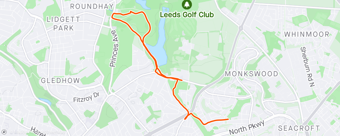 Map of the activity, Afternoon (Notaparkrun) Walk