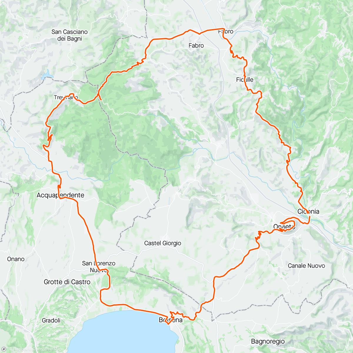 Mapa da atividade, Serie B: Orvieto - Fabro - Aquapendente -  Bolsena