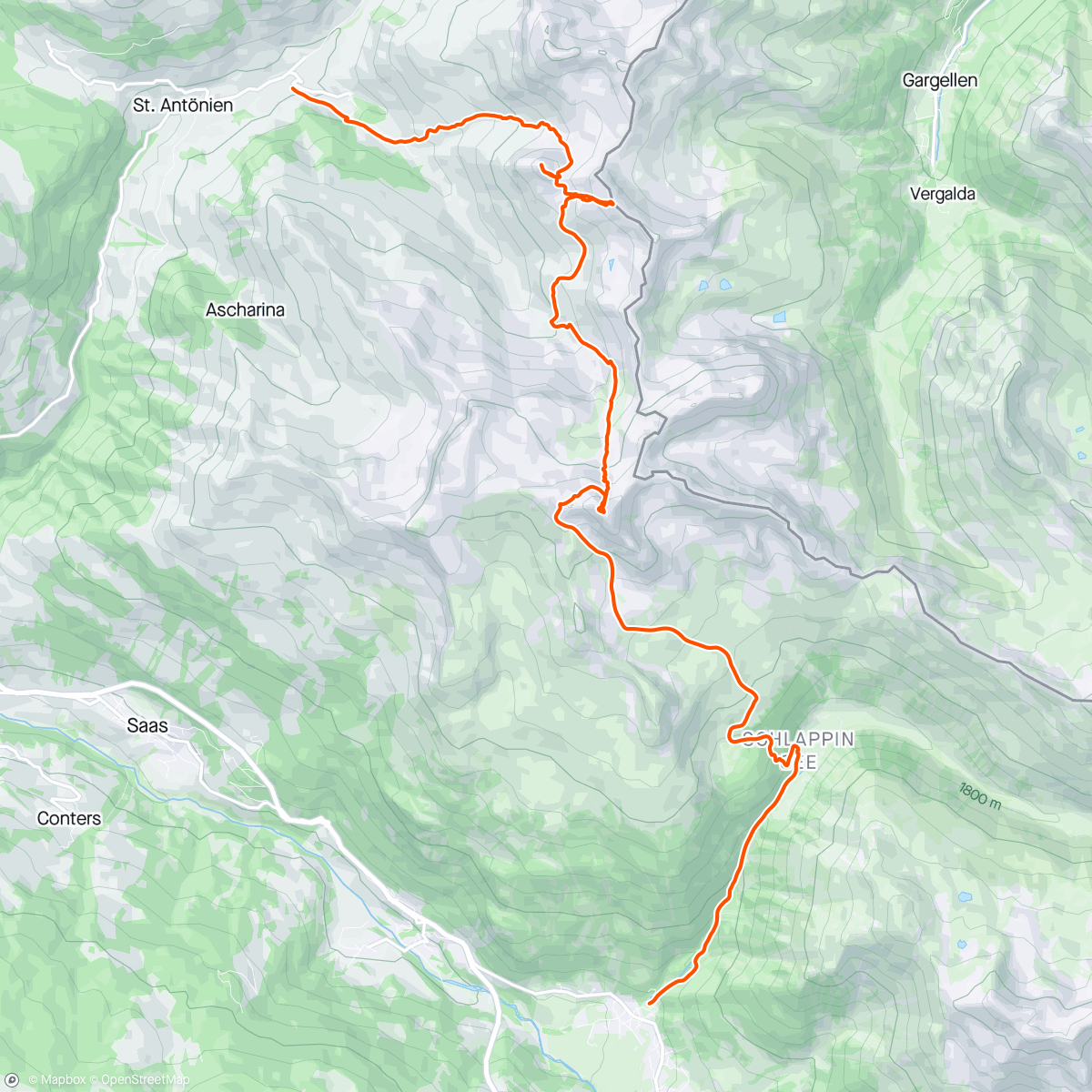 Map of the activity, St. Antönien -> Klosters