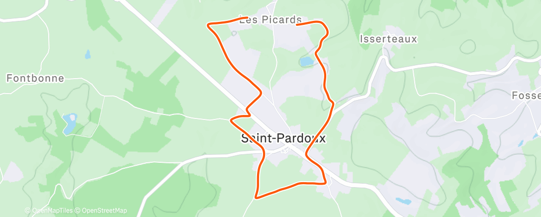 Map of the activity, Course à pied en soirée