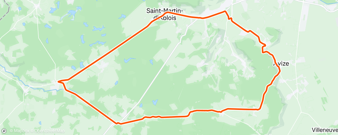 Map of the activity, Vélo en soirée