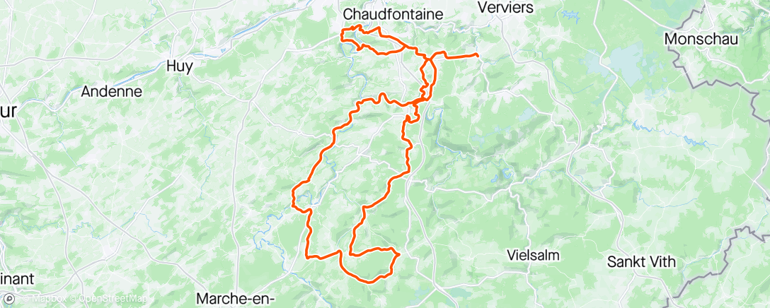 Map of the activity, Liege-Bastogne-Liege Challenge