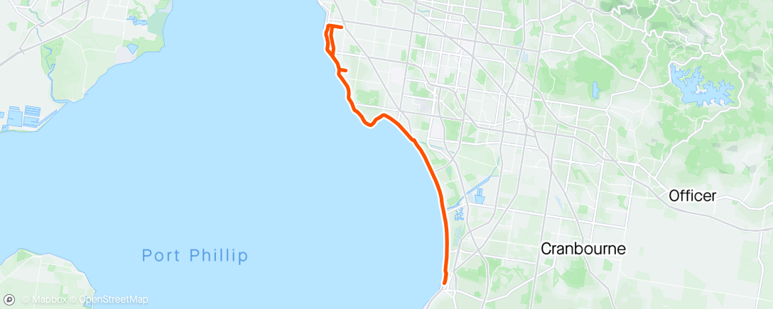 Map of the activity, Morning Ride - ANZAC Day 🌺 - Brighton - Funky Town - Brighton - Return