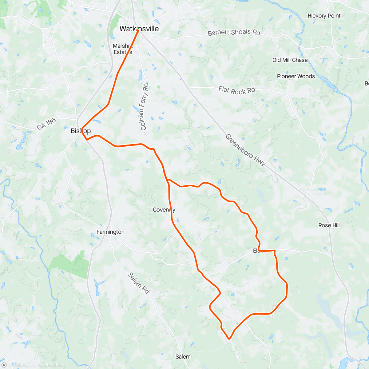 Map of the activity, Solo spin….. before the rain