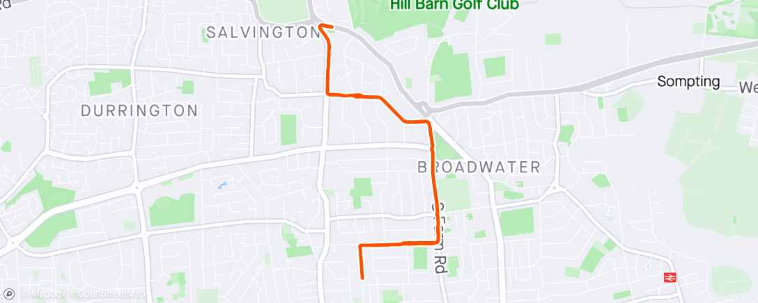 Map of the activity, Worthing - W11 Wed Tempo - Progressive Run