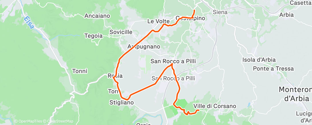 Map of the activity, ROUVY - Costalpino to Ville di Corsano | Italy