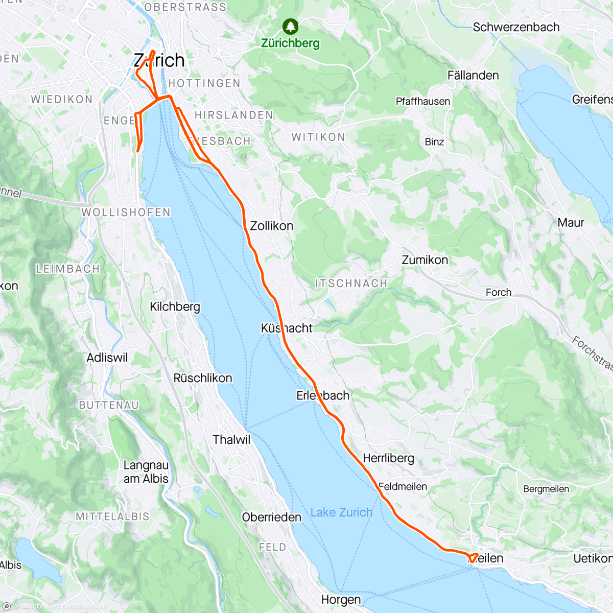 Map of the activity, 21. Zürich Marathon - 11. Teilnahme
