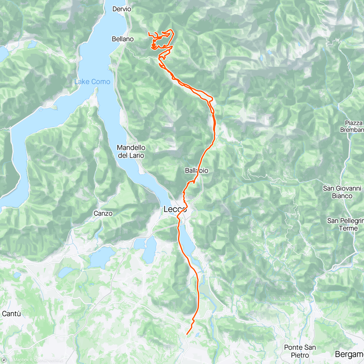 Map of the activity, Alpe Giumello per sterrati e M. Muggio, in solitaria