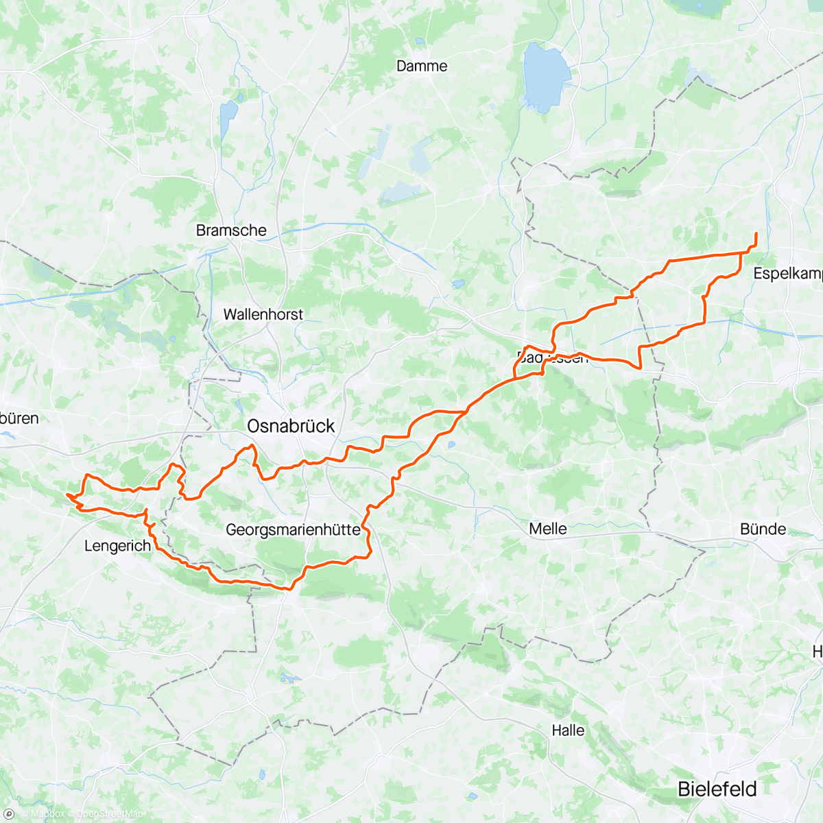 Map of the activity, Sternfahrt zur RSG Hellern, RTF Hell Ride und noch ein Stück auf der 120er Strecke mit gefahren