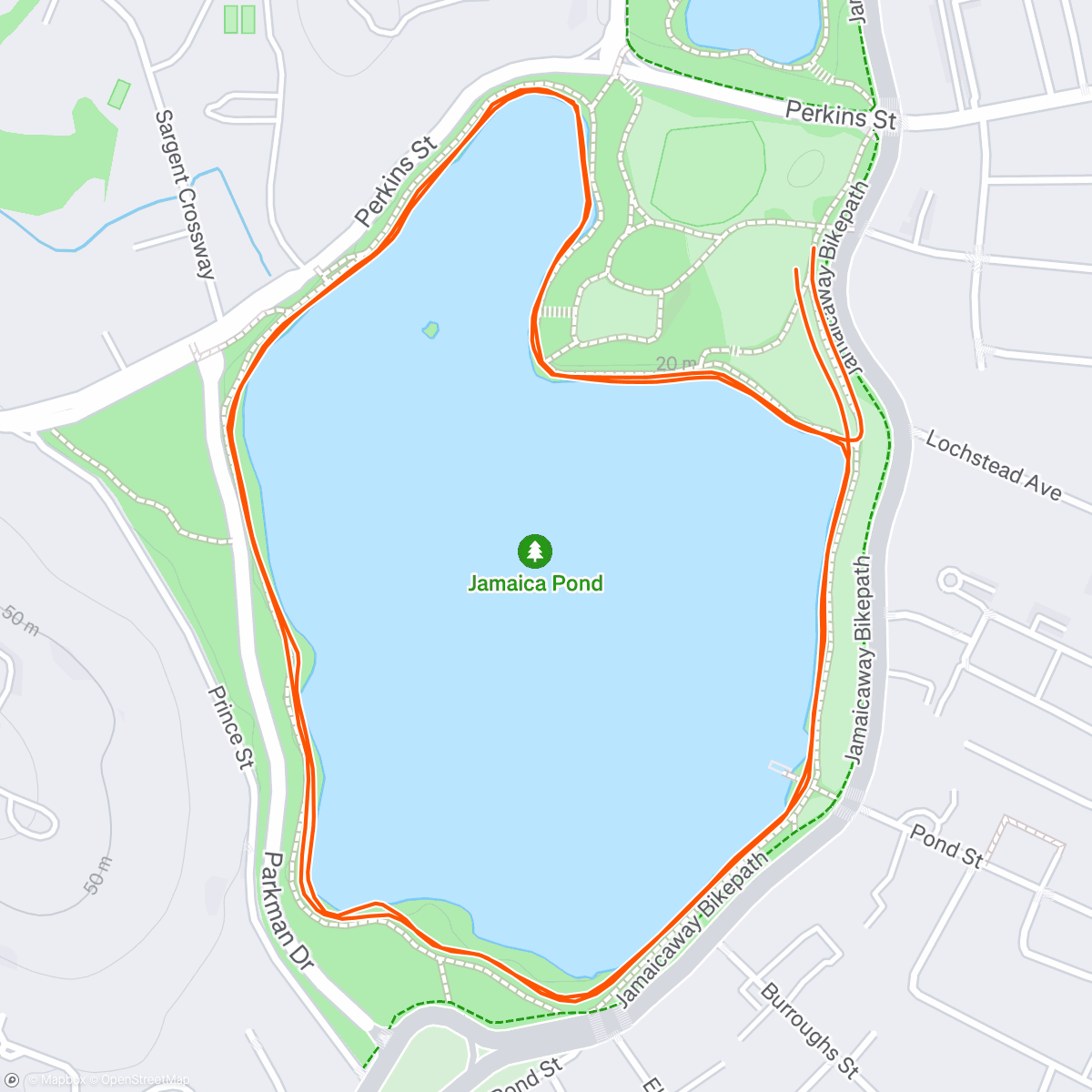 Map of the activity, Jamaica Pond Parkrun