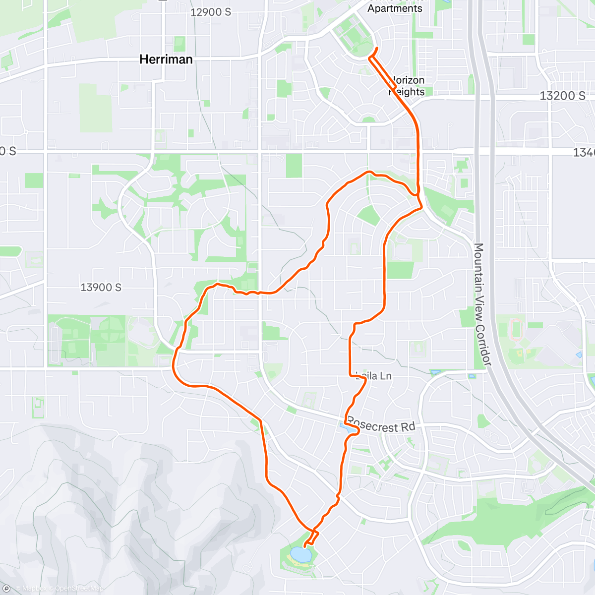 Map of the activity, Afternoon Run