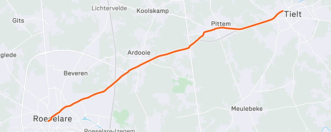 Map of the activity, Evening Ride