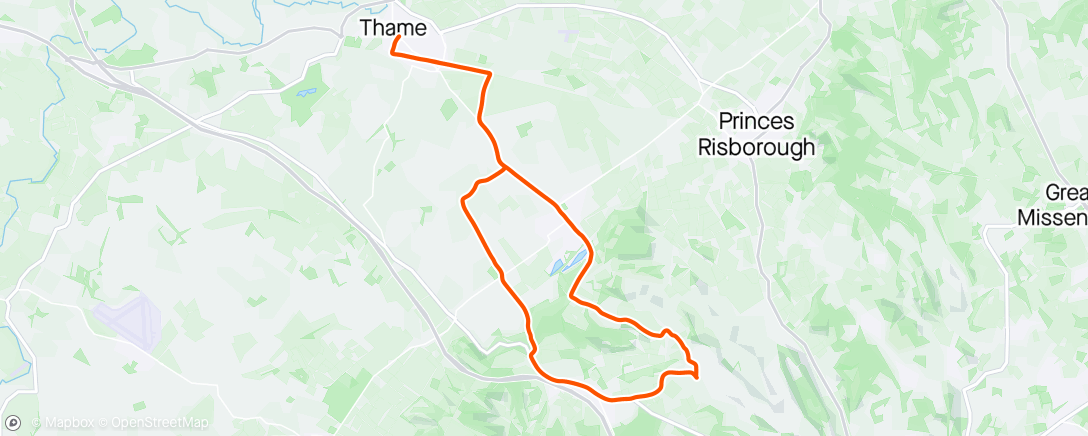 Map of the activity, Thame and back