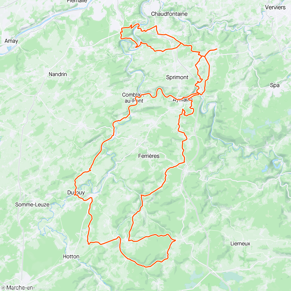 Map of the activity, Liege-Bastogne-Liege 4-season ride