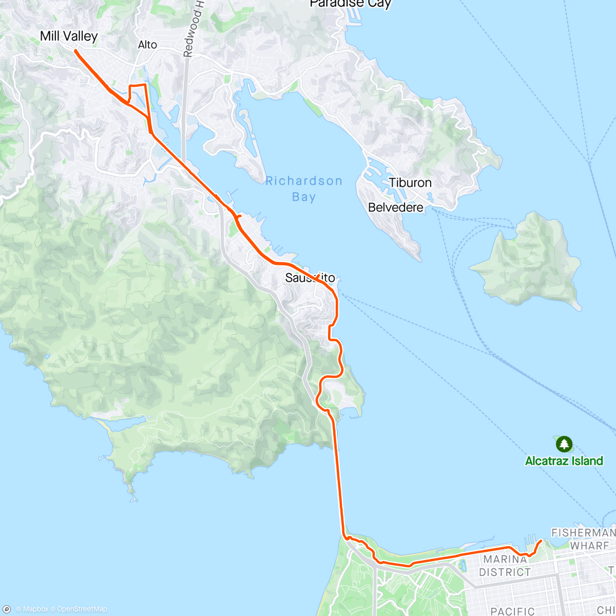 Карта физической активности (San Francisco Golden Gate Bridge and Sausalito)