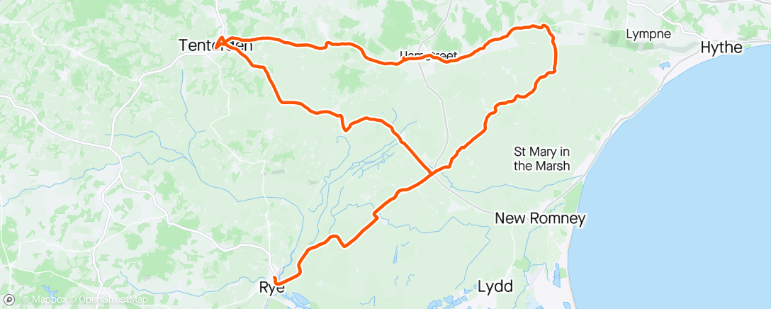 Map of the activity, To Tenterden w/G,J&D then solo.