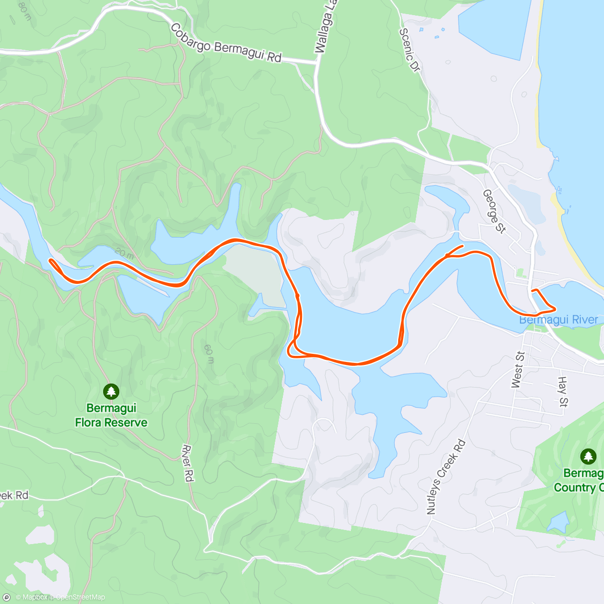 Map of the activity, Morning Kayaking