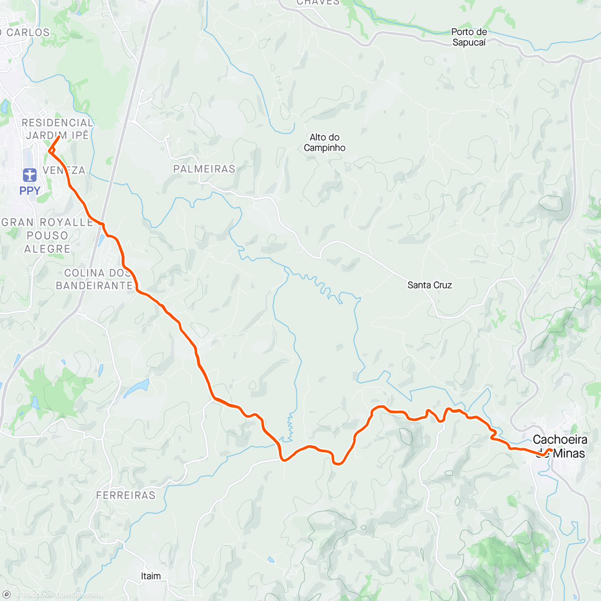 Map of the activity, Cachoeira de Minas com a Rafa ❤️