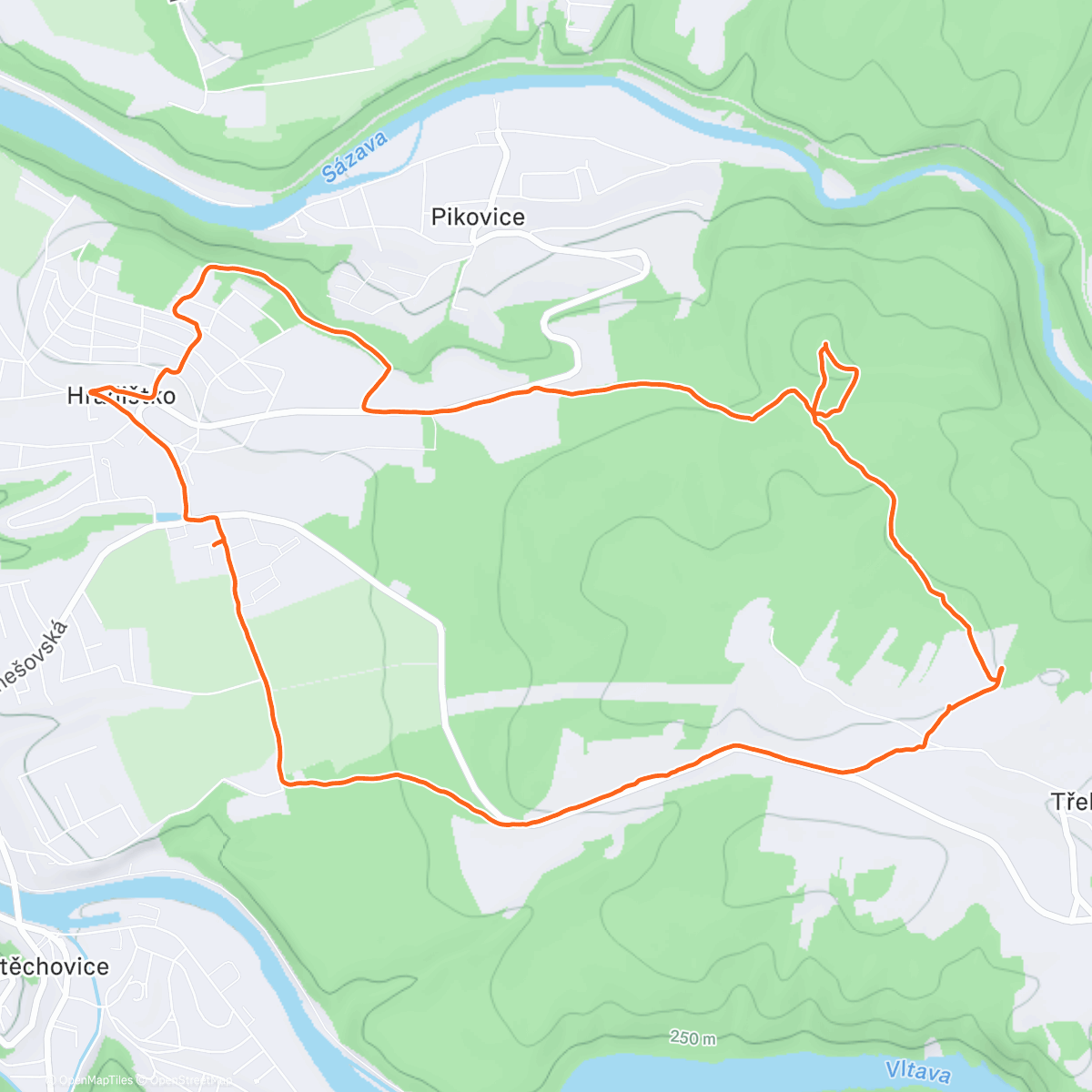 Map of the activity, Afternoon Run