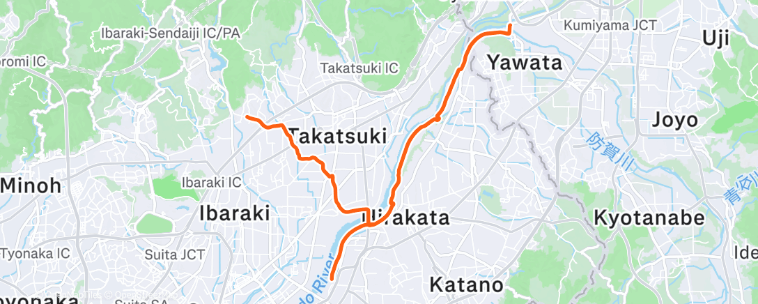 Map of the activity, 朝通勤ライド→パンク