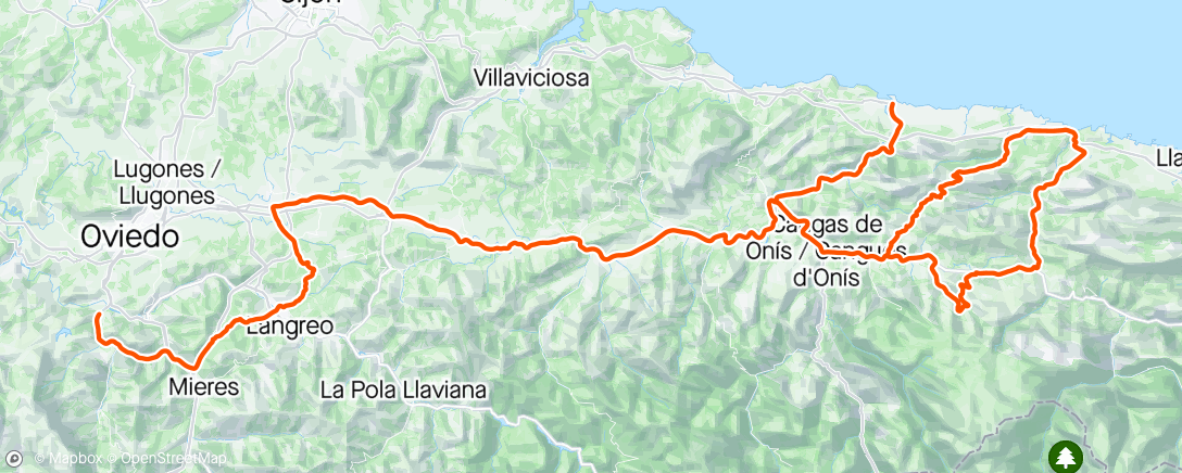 Map of the activity, 2. Etapa vuelta Asturias