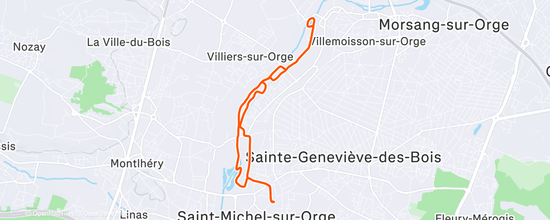 Map of the activity, Course à pied dans l'après-midi