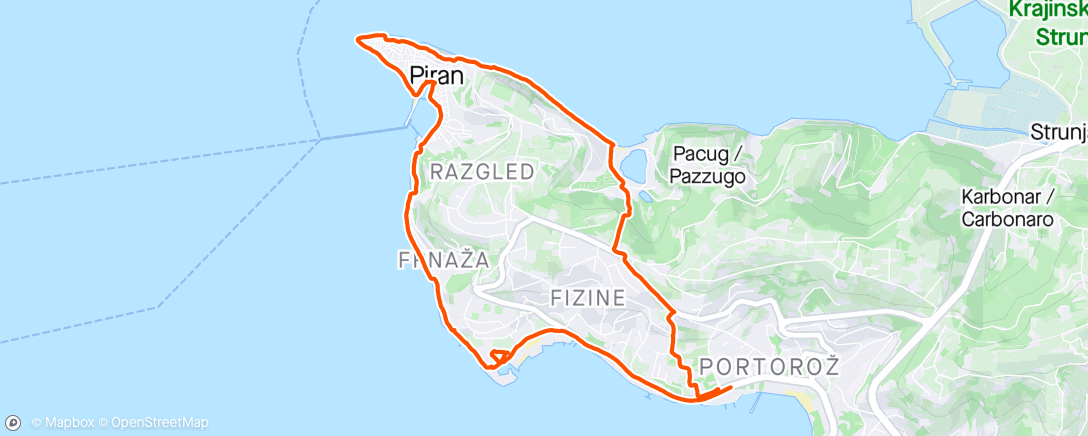 Map of the activity, Vormittagsrunde Potoroz nach Piran und zurück