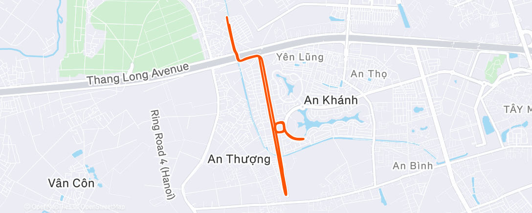 Map of the activity, Afternoon Run