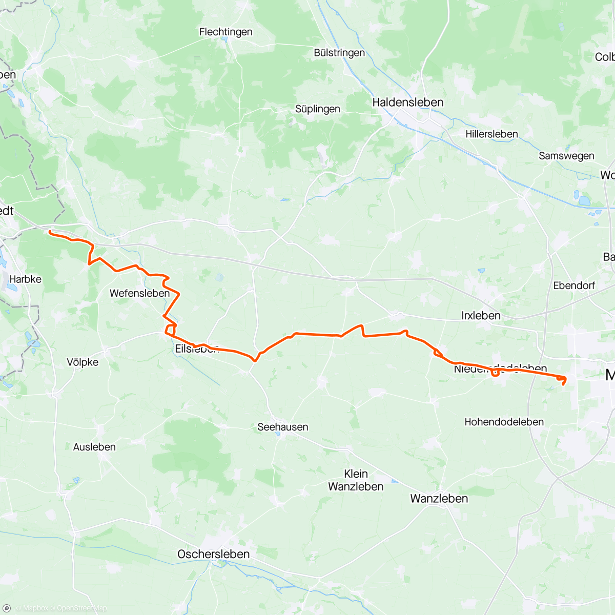 Map of the activity, Fahrt in den Sonnenuntergang - zufällig in Marienborn gelandet
