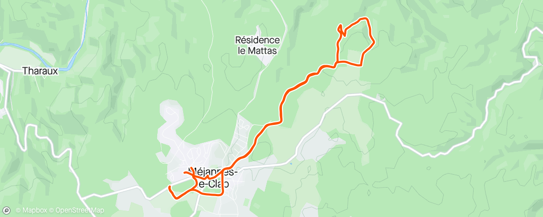 Mapa de la actividad, Méjannes-le-Clap marche matinale