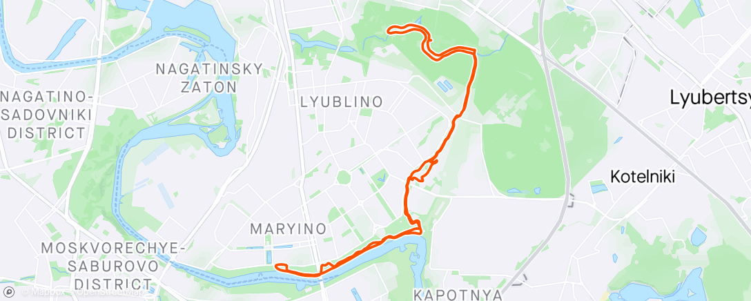 Kaart van de activiteit “Марьино - Кузьминки, 25к”