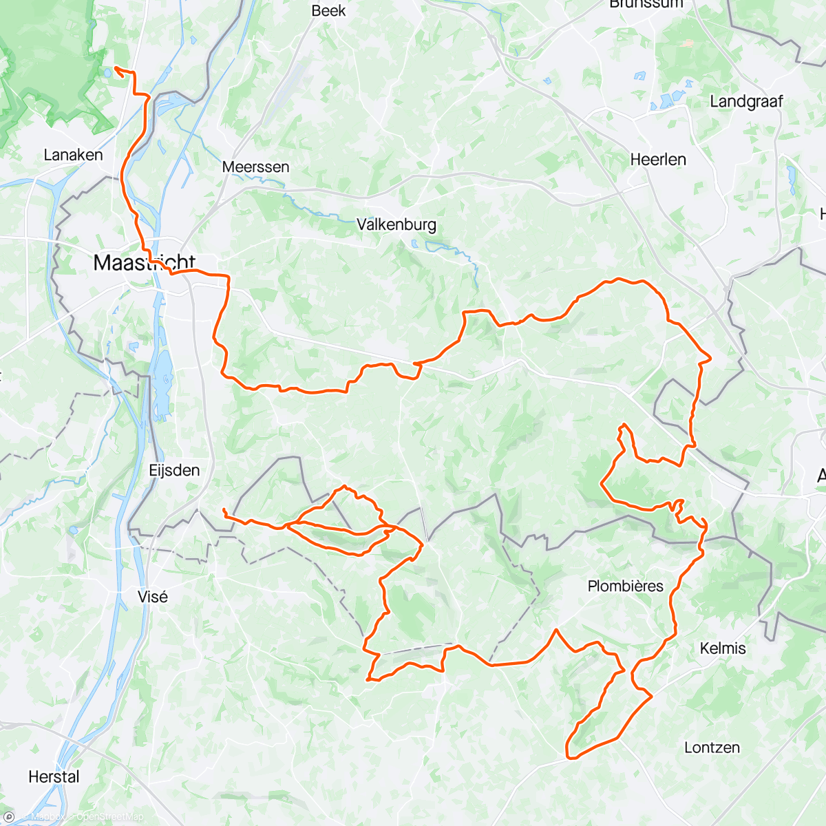 Map of the activity, Ritje in Limburg met wat minder bekende klimmetjes