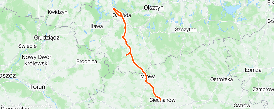 Map of the activity, Nocą w deszczu po warmińskich lasach