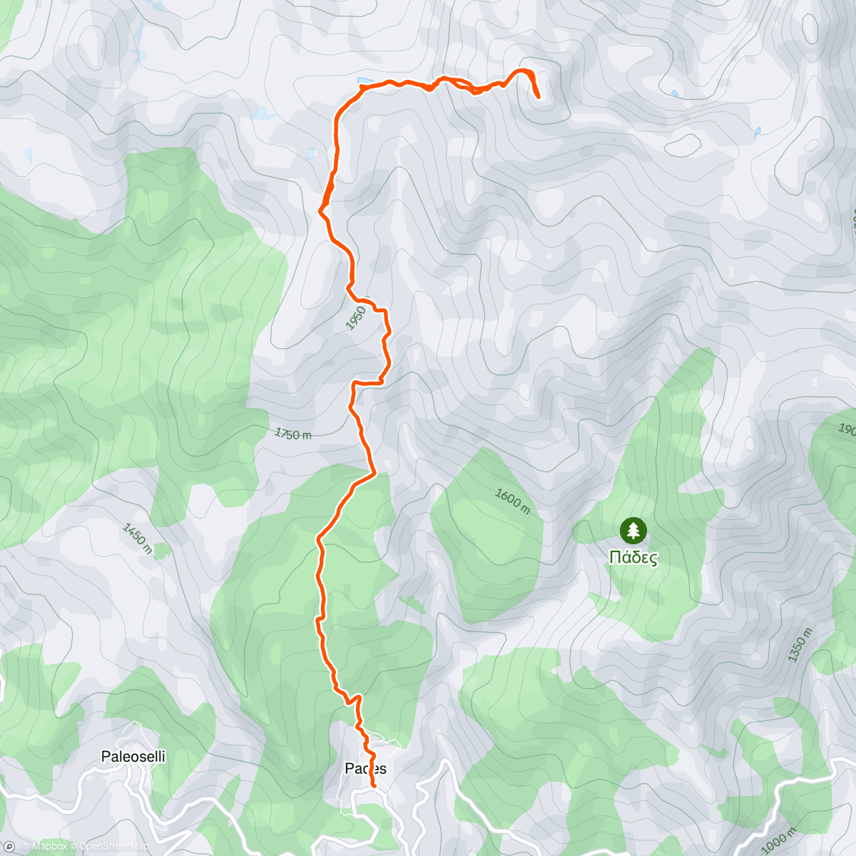 Map of the activity, Smolikas Peak sunset ride