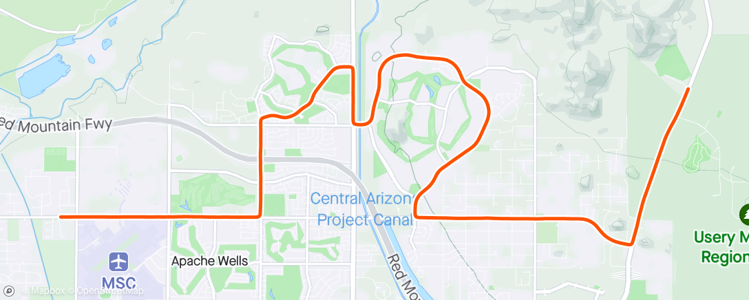 Map of the activity, Mesa marathon prep: 1/2 Mary time trial goal 1:25