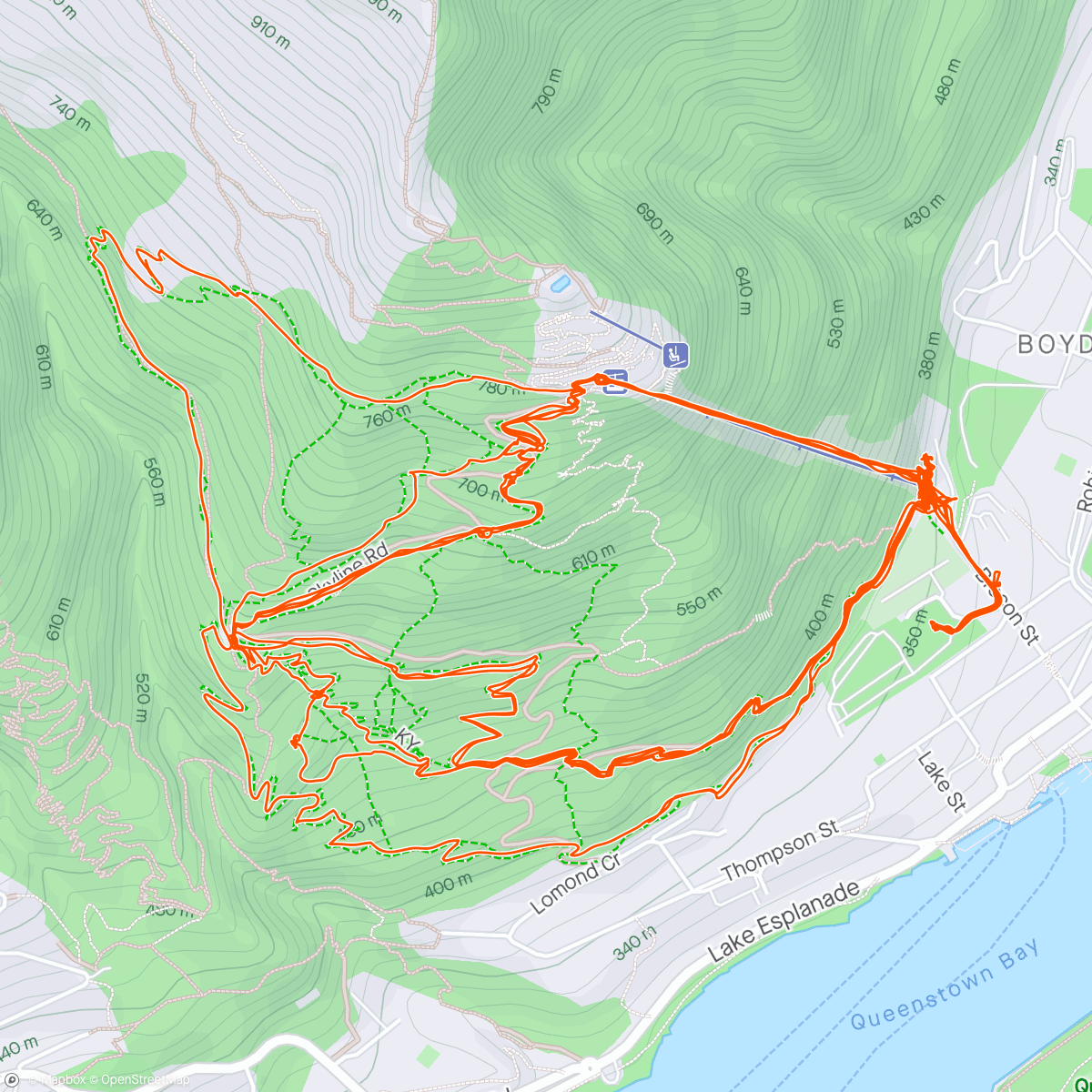Map of the activity, Queenstown mtb park