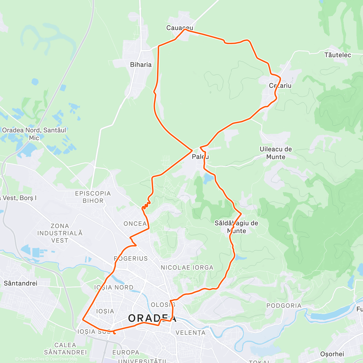 Map of the activity, Oradea - Paleu - VOBiharia - Cetariu - Săldăbagiu