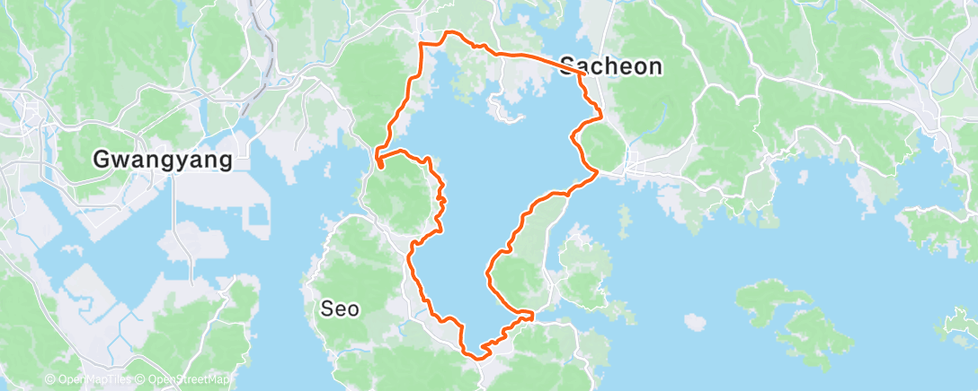 Map of the activity, Morning Ride 빗물에 쫄딱..