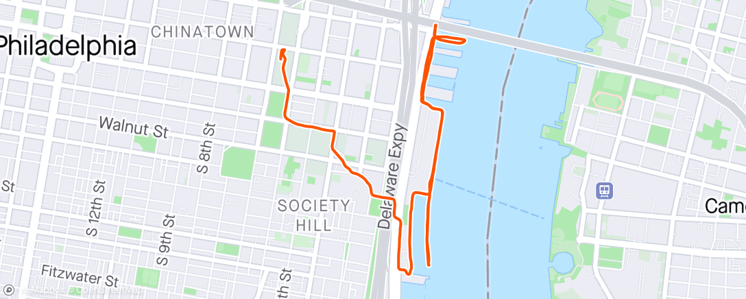 Map of the activity, Philly tourist’s run