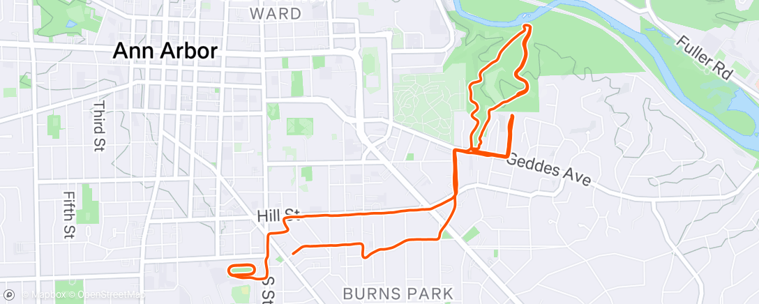 Map of the activity, Afternoon Run