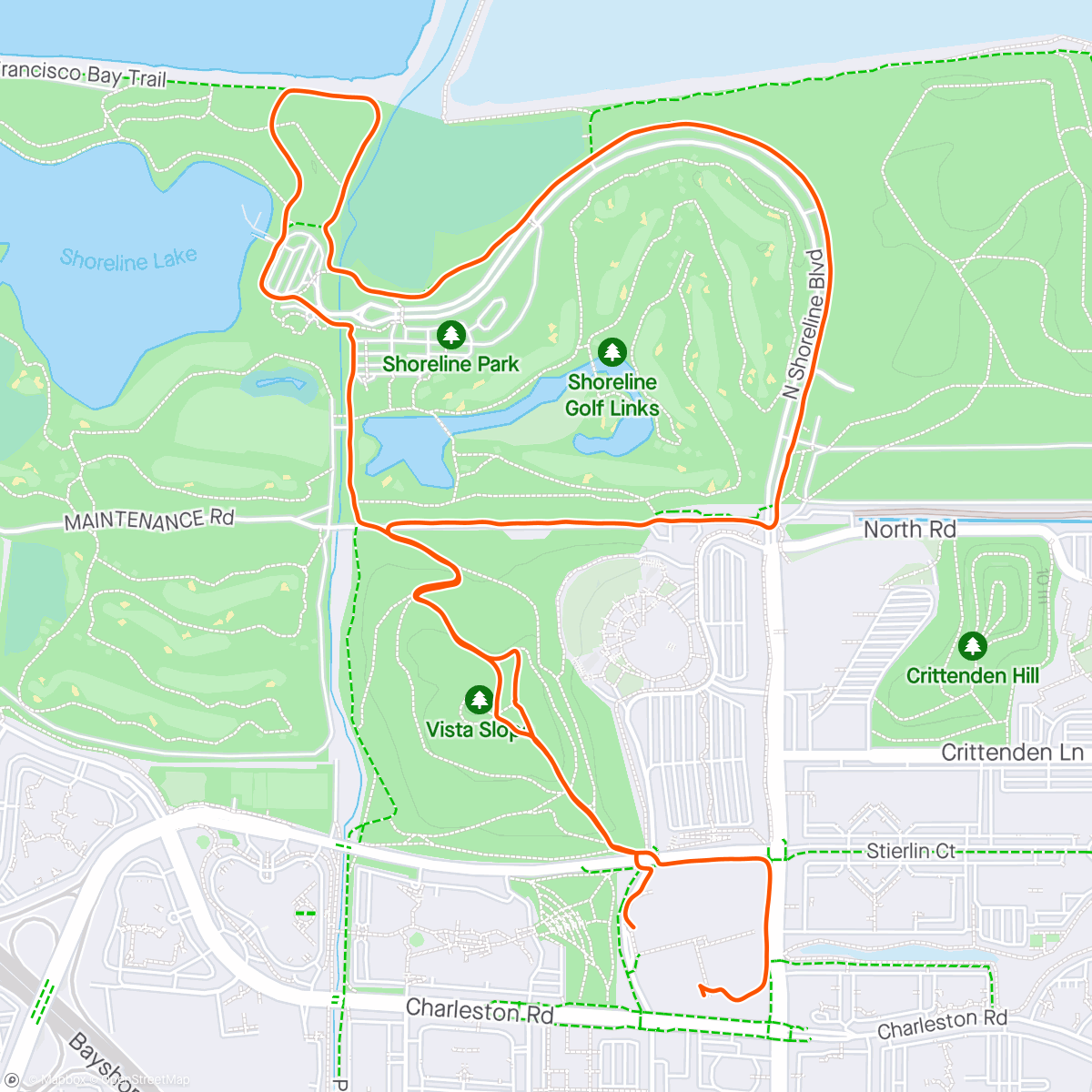 Map of the activity, Afternoon Shoreline Run