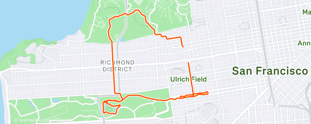 Map of the activity, Afternoon Run