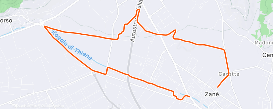 Map of the activity, Corsa pomeridiana