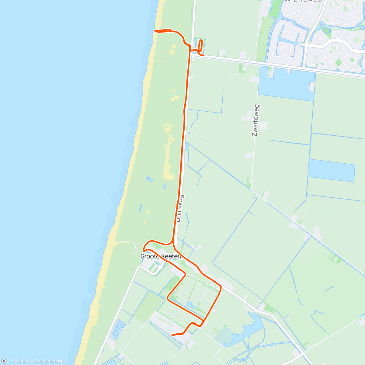 Map of the activity, Fietsen naar het strand.