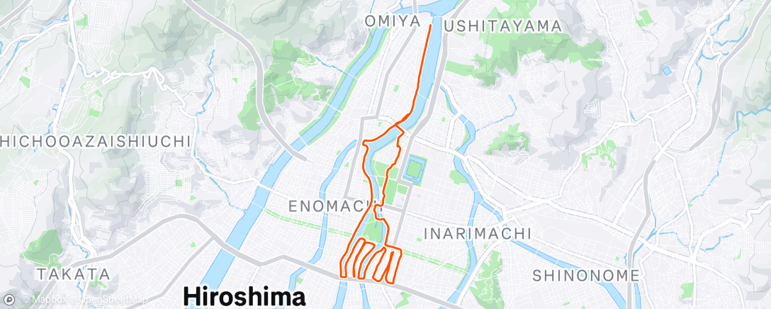 Map of the activity, Afternoon Run