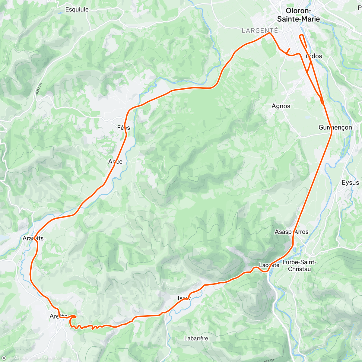 Map of the activity, Bidos vers arrete
