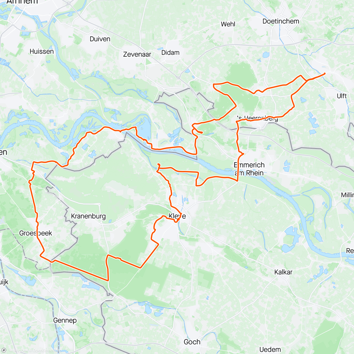 Map of the activity, Mooie rit in Achterhoek en Montferland rond Nijmegen Groesbeek Kleve