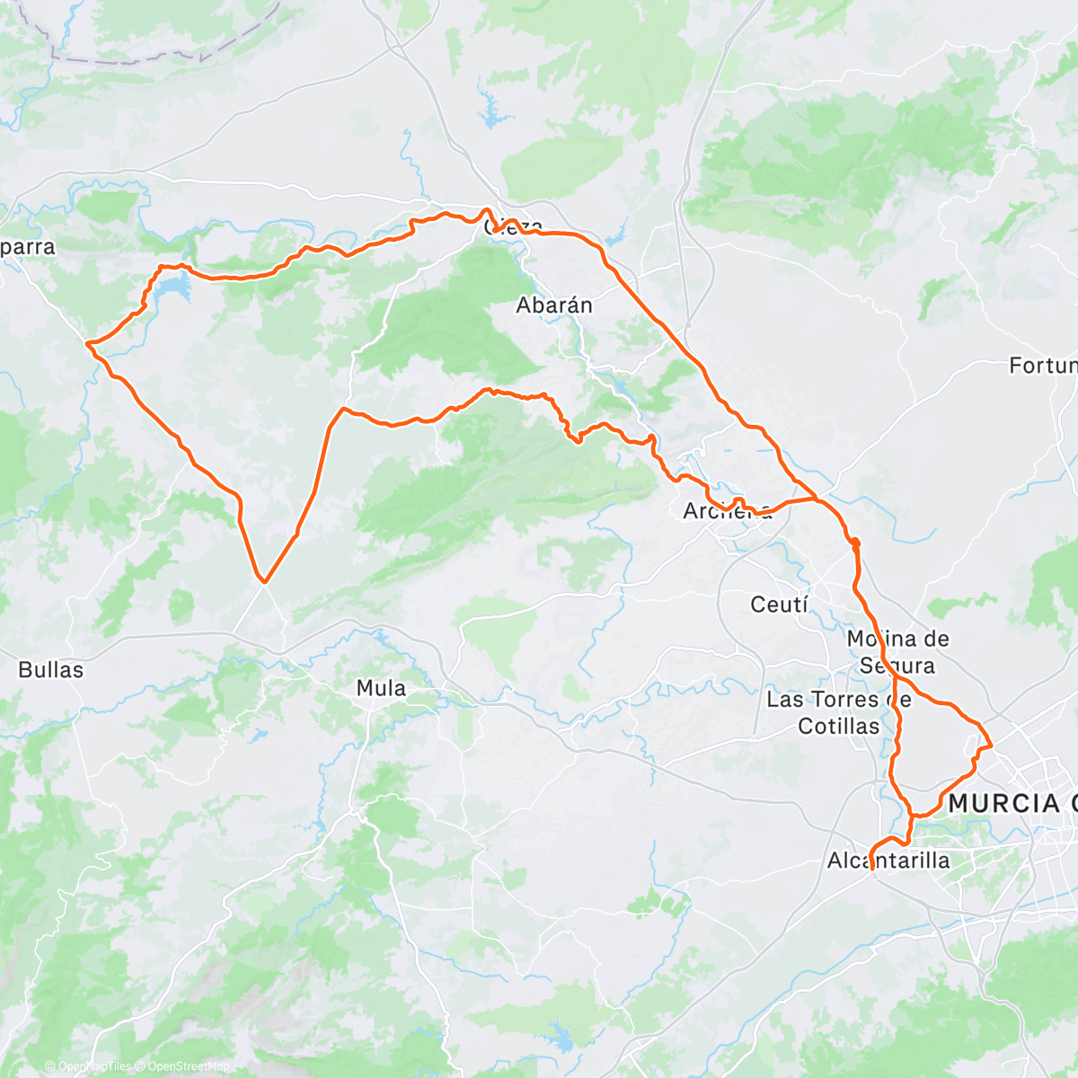 Map of the activity, Bicicleta por la mañana